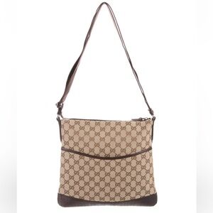 Gucci Cream and Brown Crossbody Bag with Leather Trim